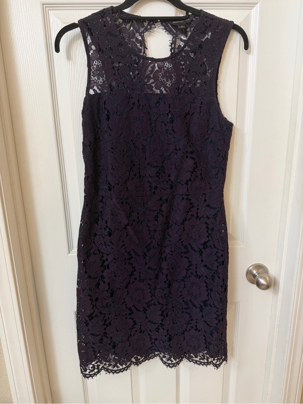 Banana Republic Sleeveless Lace Sheath Dress in Deep Plum